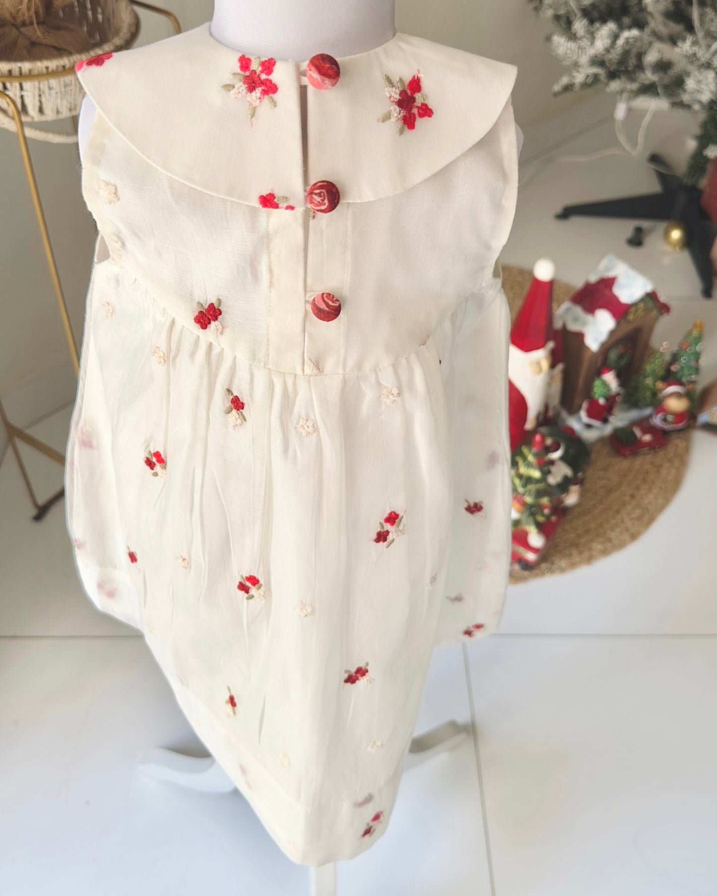 Rosebud Charm Chanderi Dress