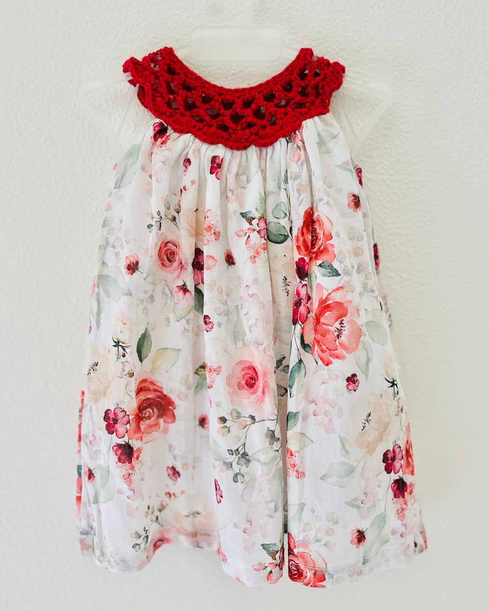 Red Crochet Floral Dress