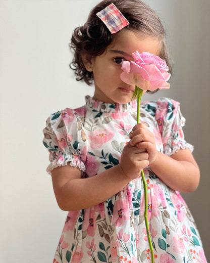 Pink Floral Puff Sleeve