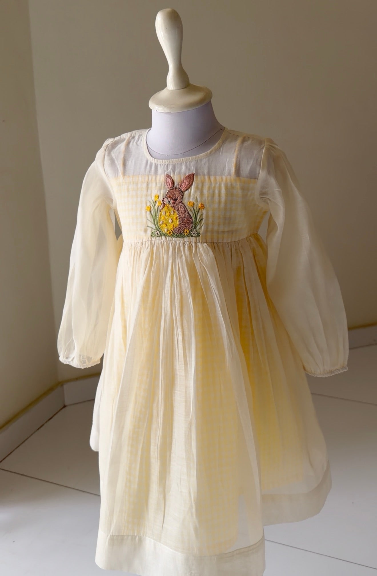 Golden Gingham Bunny Dress
