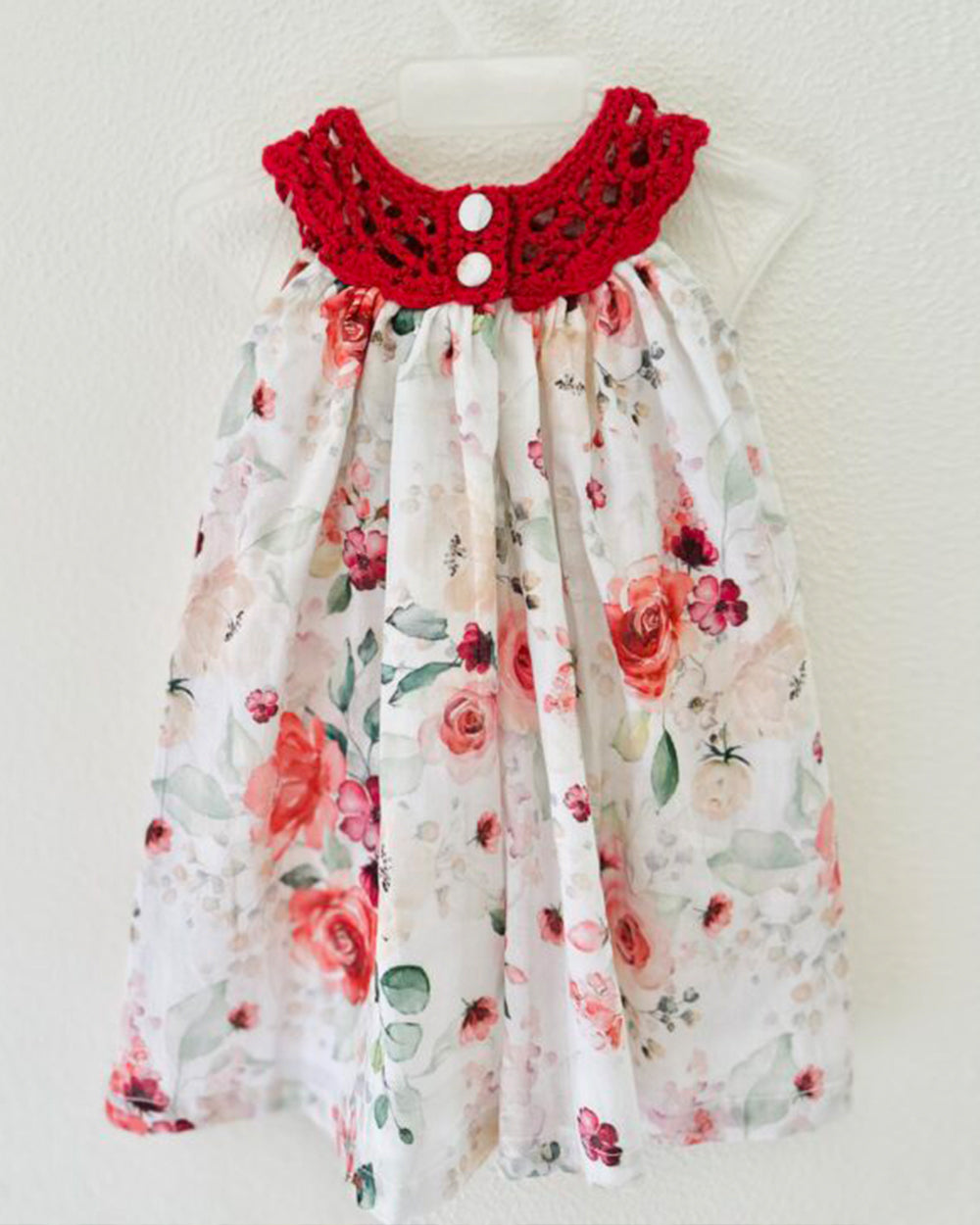 Red Crochet Floral Dress