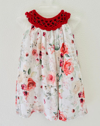 Red Crochet Floral Dress