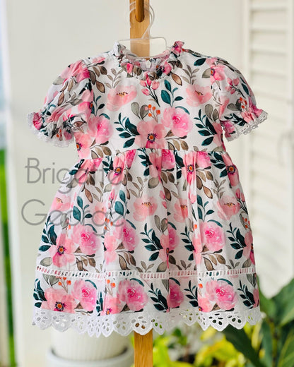 Pink Floral Puff Sleeve