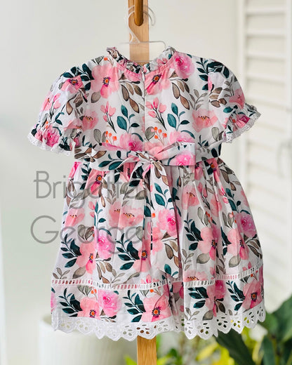 Pink Floral Puff Sleeve