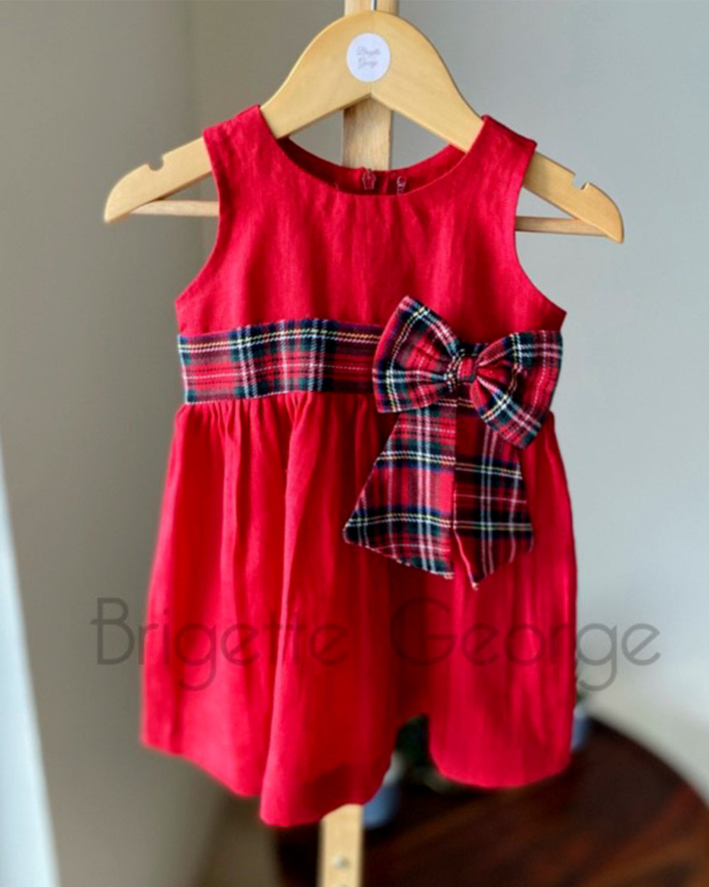 Plaid sash dress